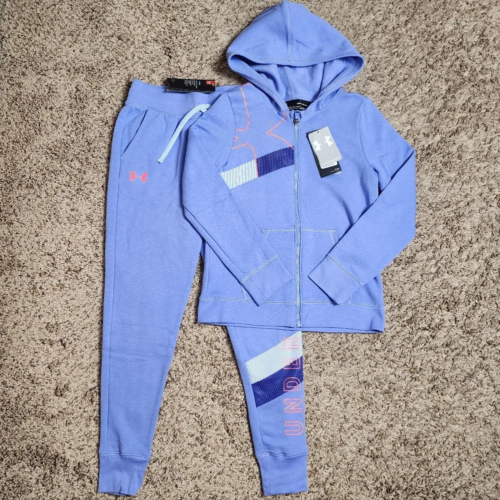 Under Armour Joggers & Jacket Fleece Outfit Girls Youth Medium New
